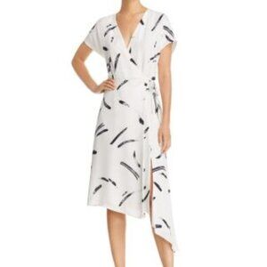 Joie Bethwyn Silk Wrap Dress in Porcelain Size M